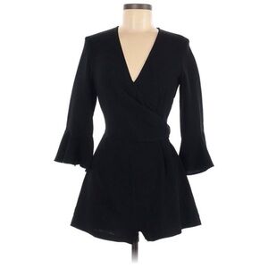 Topshop Black Wrap V-Neck Romper with Bell Sleeves